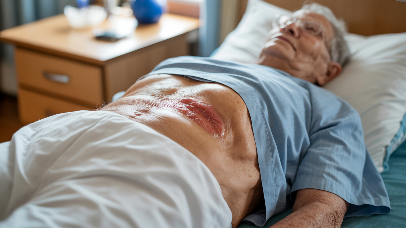 Elderly patient needing care for bedsores in California nursing home
